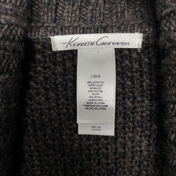 Kenneth Cole Women Cardigan Large Brown Knit Sweater Top Wool Blend 1379 - Picture 10 of 10